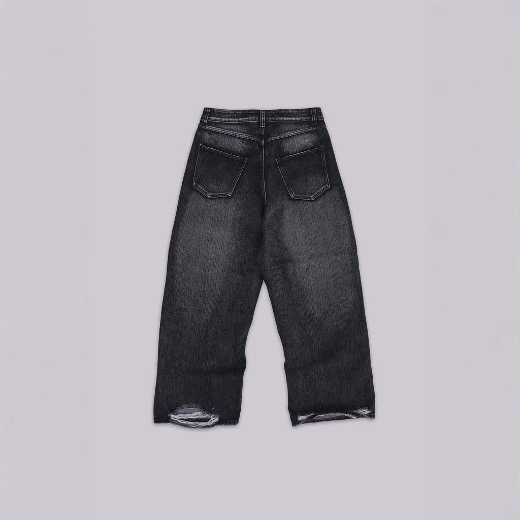 Unisex Y2K Rivet-decorated Washed Jeans Women Black Vintage Gothic Cowboy Jeans Men Streetwear Ripped Denim Pants