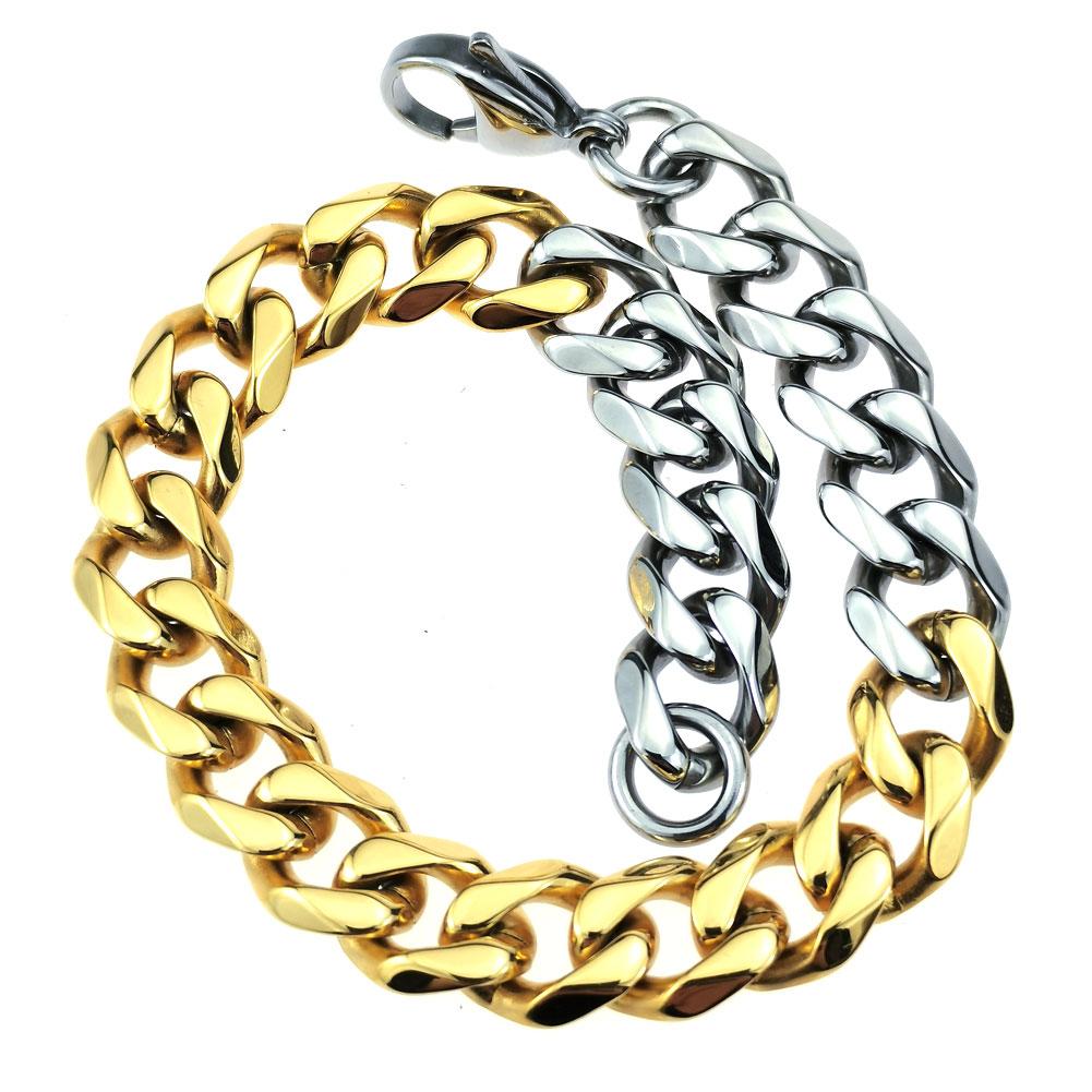 New 316L Stainless Steel Primary Color and Gold Dual Hip Hop Bracelet Anklet