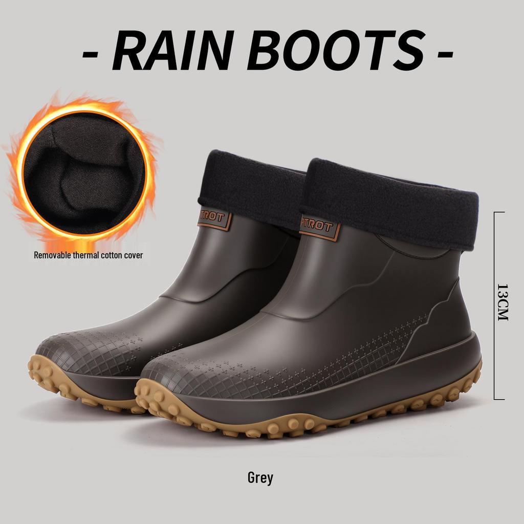 Men's & Women's Non-Slip Waterproof Short Rain Boots with Cotton Lining for Outdoor Use