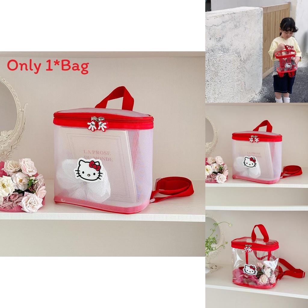 Hello Kitty Cat Pattern Transparent Kids Backpack With Breathable Pu Material For Kindergarten Children