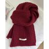 New Solid Color Twist Knitted White Green Scarf for Women in Winter with Wool Warm Scarf Korean Style Student Versatile