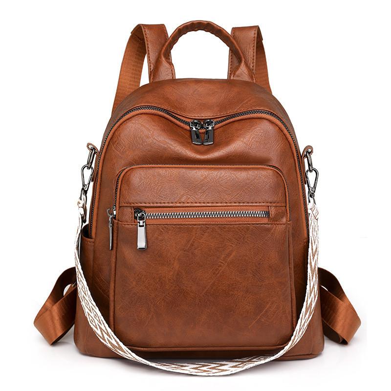 IELGY Pu Backpack Fashion Retro Large Capacity Casual Commuter Travel Backpack