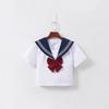 Navy Collar White Japanese School-Style Sailor Suit JK Uniform Skirt Set