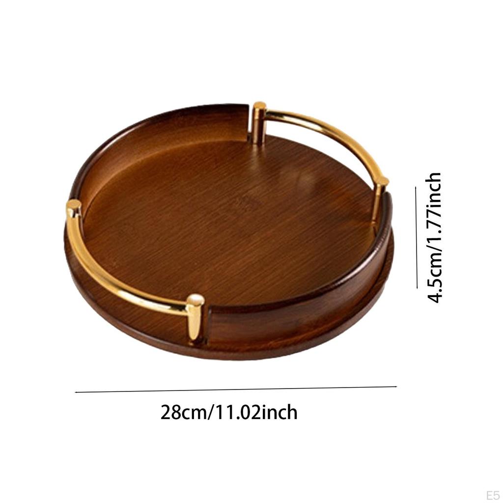 Cosmetic Tray with Handles Round Design for Trinket Storage In Coffee Table Decor