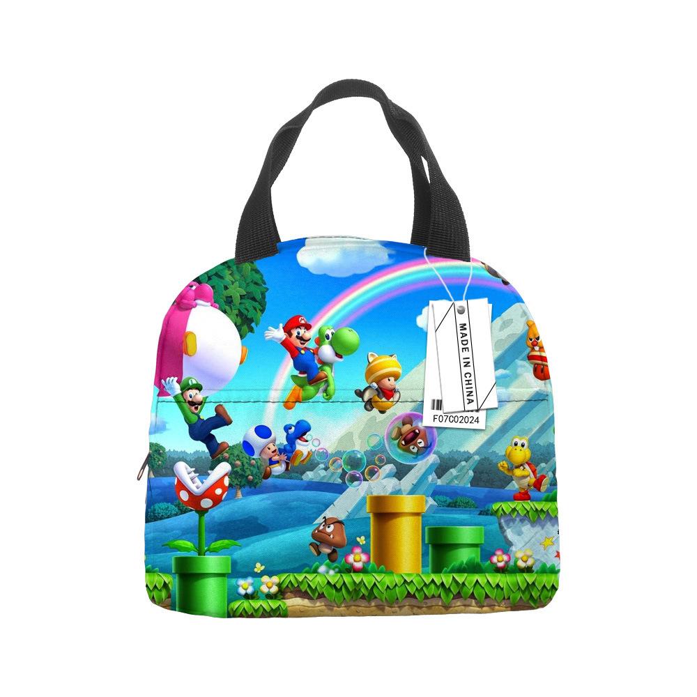 Mario Portable Bento Bag Lunch Box Bag Student Children'S Meal Bag Lunch Box Bag Bento Bag Aluminum Foil Lunch Bag Thermal Insulation