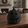 Black Braided Halloween Prop Handwoven Pumpkin Basket with Witch Hat Lid, Rustic Wicker Trick Fall Housewarming Gifts or Treat Bucket for Indoor