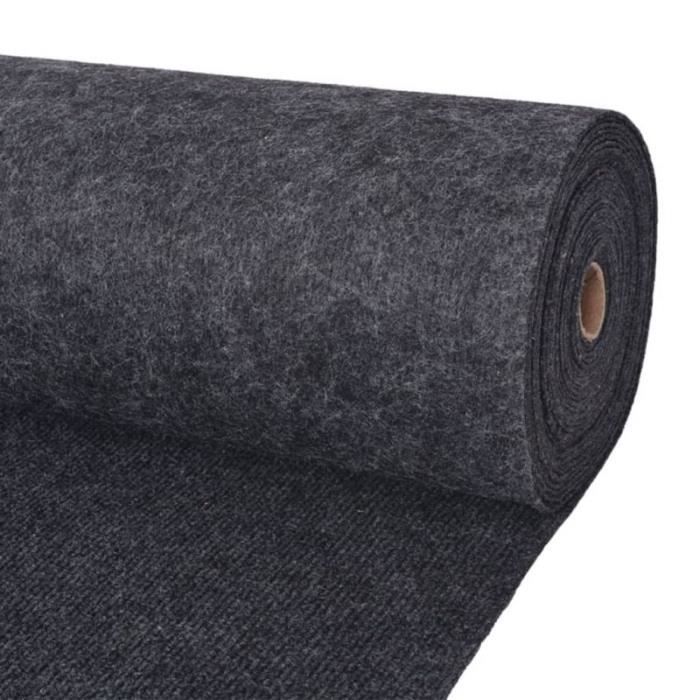 Tapis strié - vidaXL - Anthracite - 1,2x15 m - Polyester 100% - Usage occasionnel