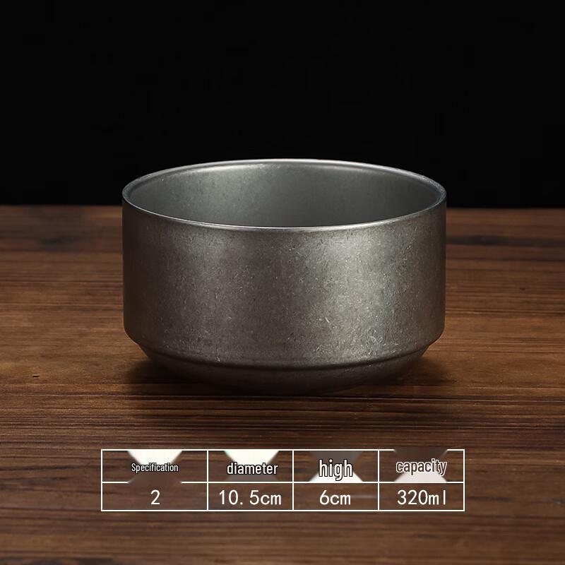 ZISIZ Retro Double-Layer 304 Stainless Steel Soup Bowl Set