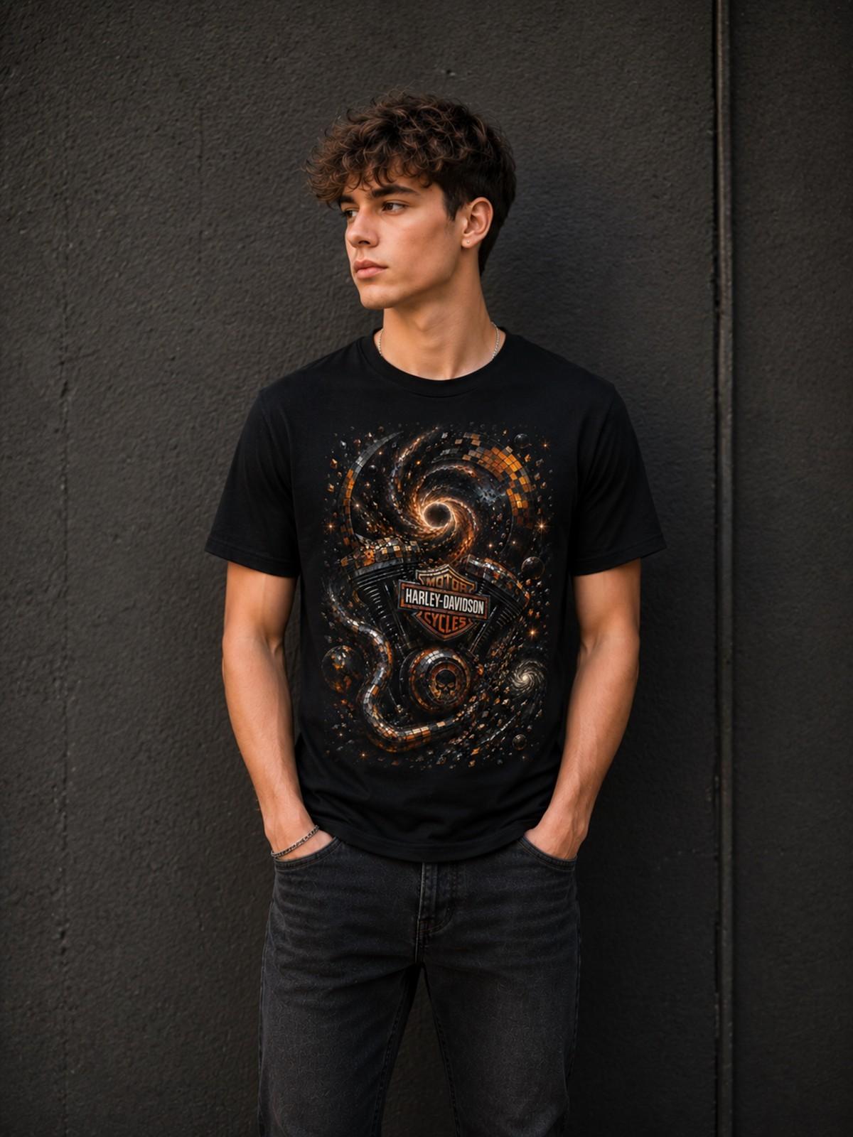 Harley-Davidson Cosmic Vortex - Galaxy Engine T-Shirt- XXL