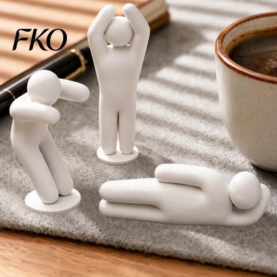 Standing Man Ornament 1/8Pcs 3D Printed Game Character Figure, Sitting Lying Figurine, Customizable Toy Abstract White Statue, Collectible Gift