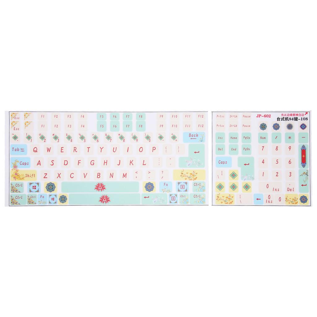 2Pcs Mechanical Keyboard Sticker Frosted Surfaces Cute Cartoon Clear Pattern PVC Keyboard Sticker