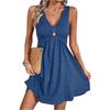 Women's V-neck Casual Summer Sleeveless Button Dress