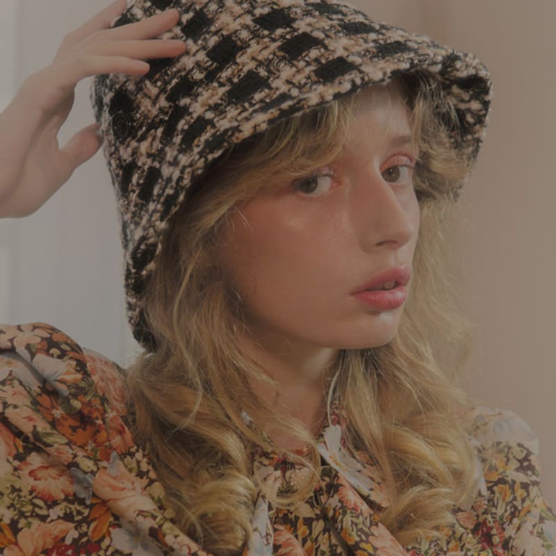 Poesiedame Tweed Bucket Hat_black and Brown