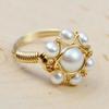 Vintage Silver Gold Color Rings for Women Trendy Round Inlaid with White Imitation Pearl Personalized Creativity Rings Jewelry