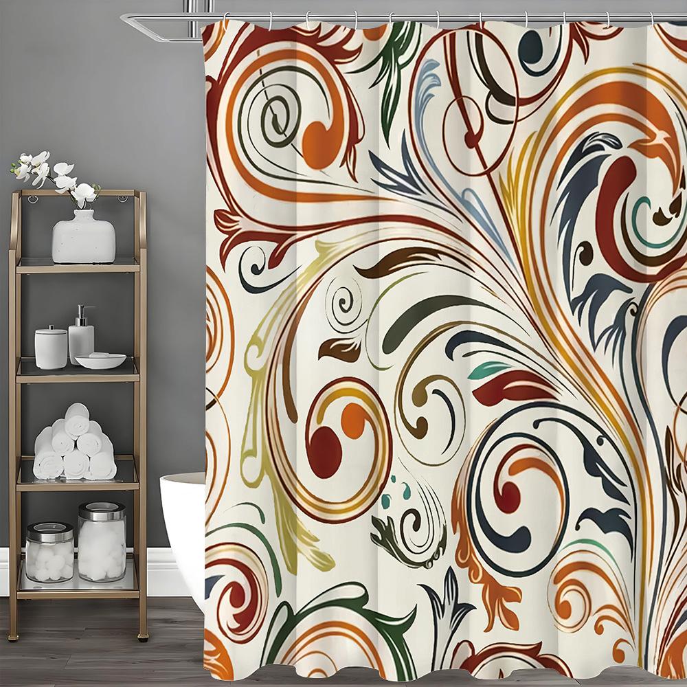 Nordic Curved lines Shower Curtain Washable Dirt-Resistant Shower Head waterproof Polyester Bath Curtain For Home Decor