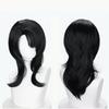 HAIRJOY Perucă Sintetică Păr Scurt Drept Breton Lateral Negru Perucă Cosplay pentru Costum Coafor
