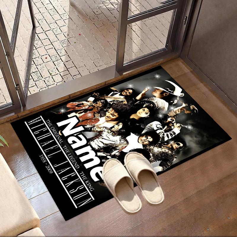 Custom Name Personalized Michael Jackson Print Carpet, Versatile Home Decor Rug, for Playroom, Apartment, Balcony, Entryway, Hallway Gift