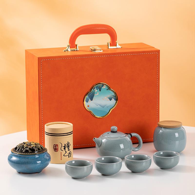 Souvenir Gift High-end Gift Box Ceramic Kung Fu Tea Set Business Company Event Gift