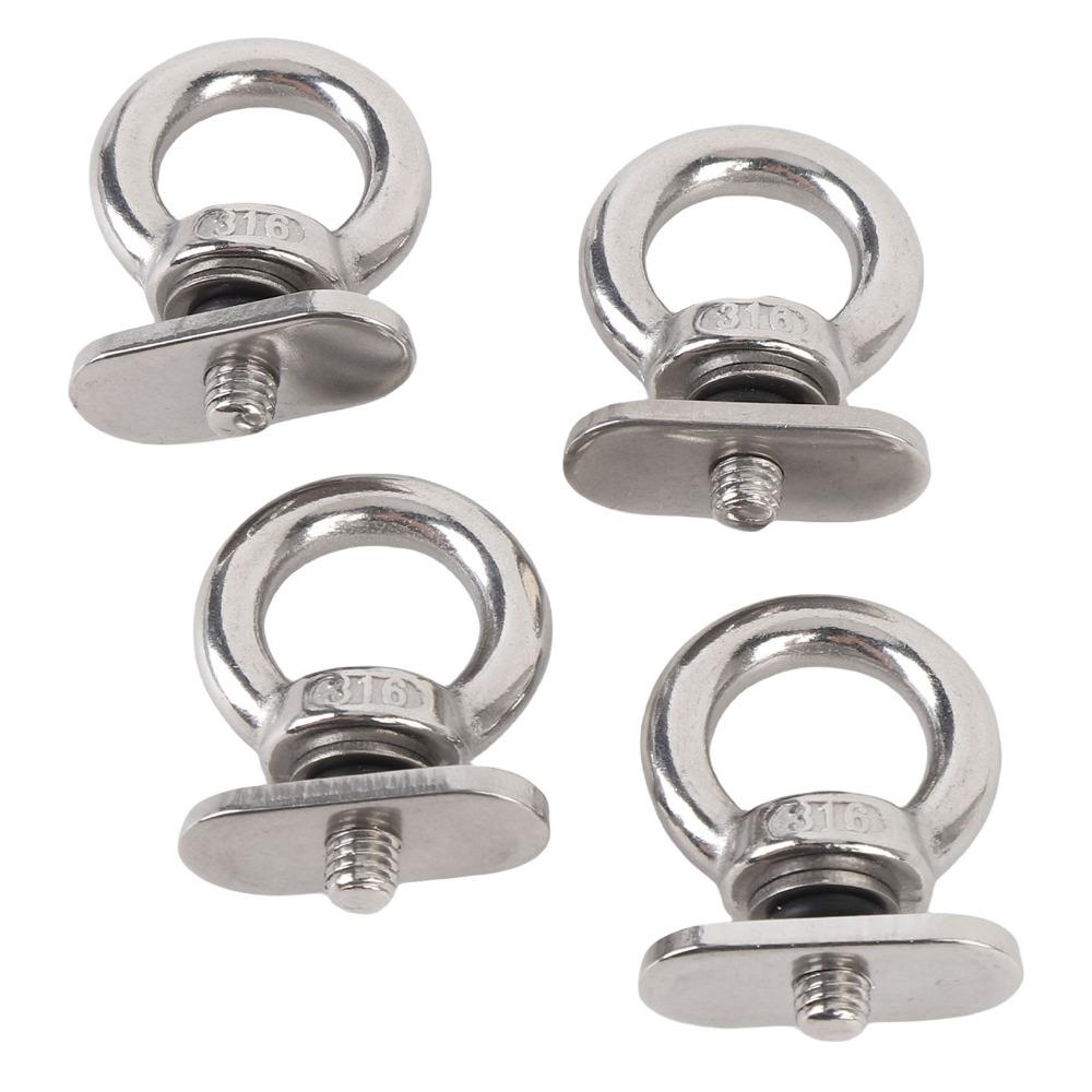 4PCS Set Kayak Tie Down Hardware 316 Stainless Steel Tie Down Rings Marine Eye Bolt  For Sailboats