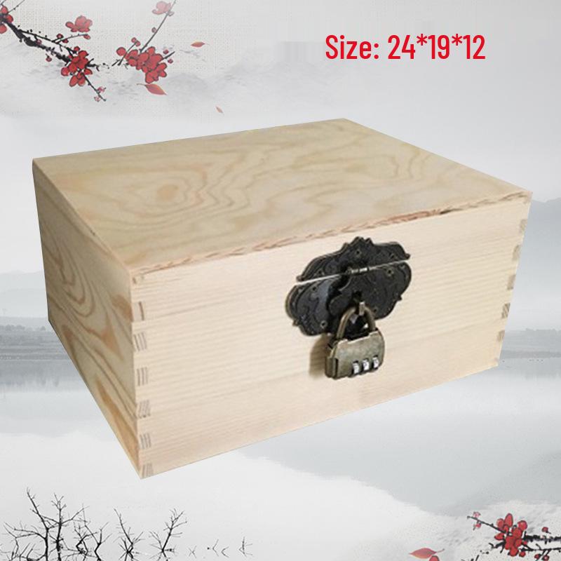 Vintage Solid Wood Rectangular Storage Box with Lid