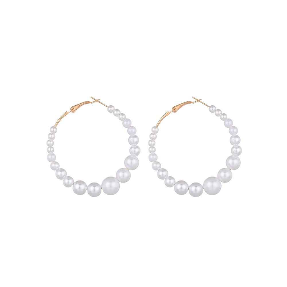 Trendy Big Hoop Earrings For Women Fashion Circle Round Imitation Pearl Earrings For Female Party Ear Jewelry Accessories Gift