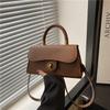 Retro Senior Casual New Lock Autumn and Winter Commute Solid Color Simple Shoulder Crossbody Portable Small Square Bag