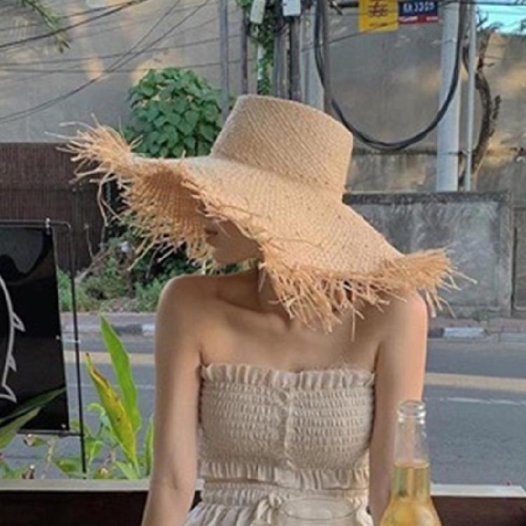 Popular Woven Straw Hat Natural Raffia Sun Hat With Oversized Brims For Women Girl Beach Vacation Outings Travel Gear