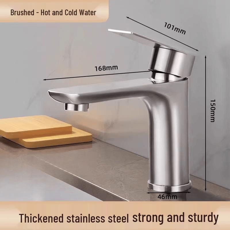 Brushed Stainless Steel Single Cold Washbasin Faucet