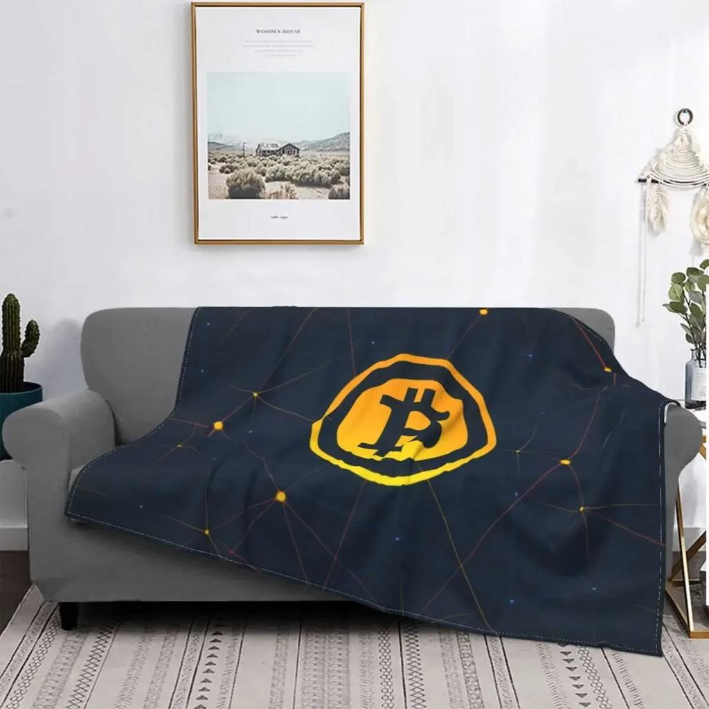 Bitcoin Astronaut Fishing Blanket Soft Flannel Fleece Warm BTC Hodl Space Cryptocurrency Throw Blankets for Bed Sofa Bedspreads