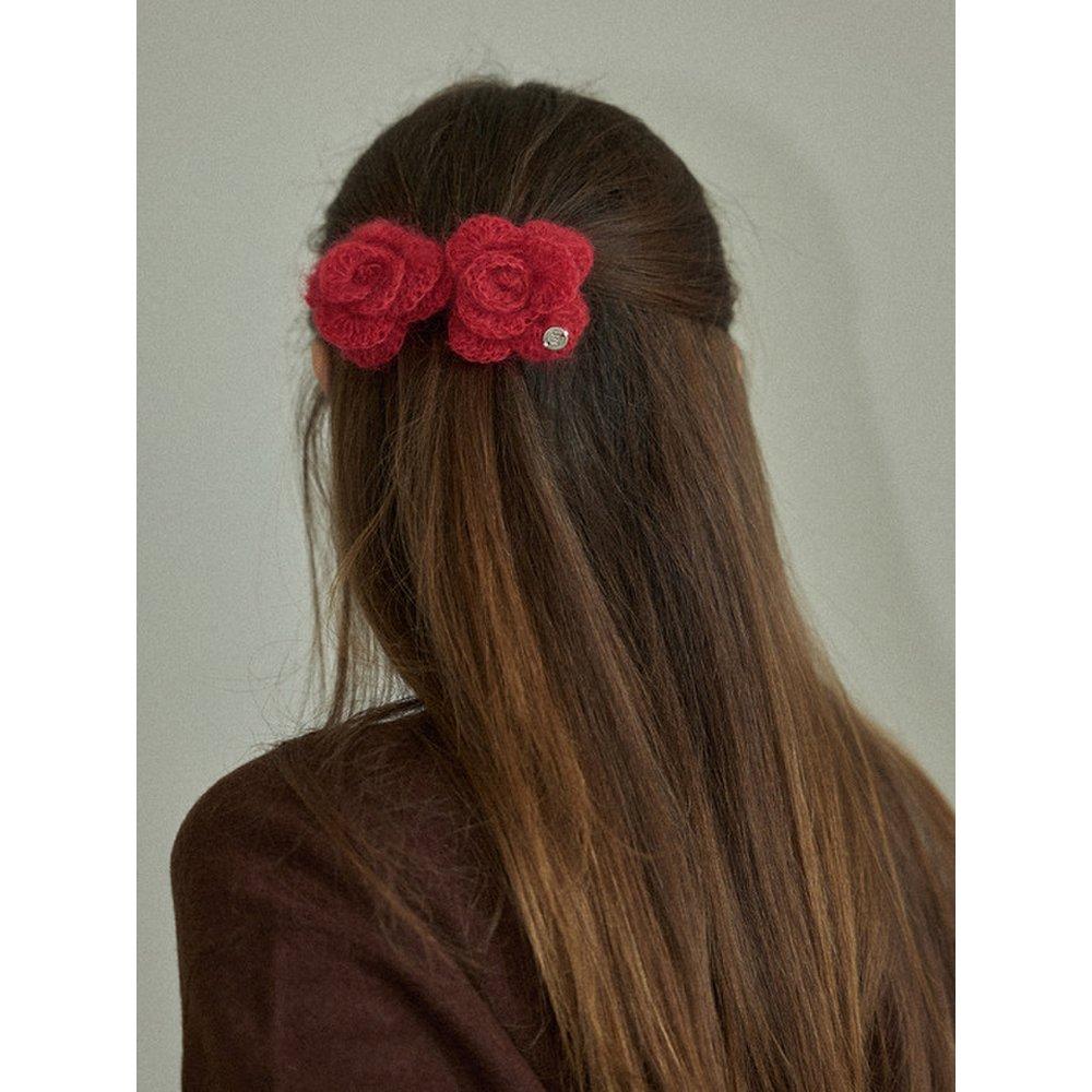 

Camellia Handmade Crochet Mohair Knit Mini Hairpin _ 4Colors Cream