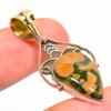 Natural Ocean Jasper TwoTone 925 Solid Sterling Silver Gift Pendant 1.75" D2p66