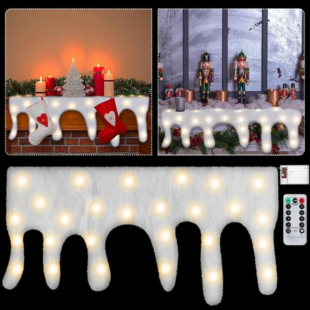 with LED Lighted Christmas Snow Blanket Warm White Xmas Artificial Holiday Decor Fluffy Faux Snow Sheet Thickened
