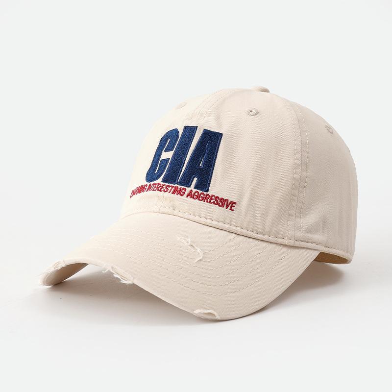 American Retro Embroidery Ripped Baseball Cap Spring and Summer Leisure Sports Sunscreen Visor Face Small Fashion Cap