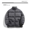 Mens Loose Thick Solid Waterproof Stand Collar Winter Cotton Puffer Jacket