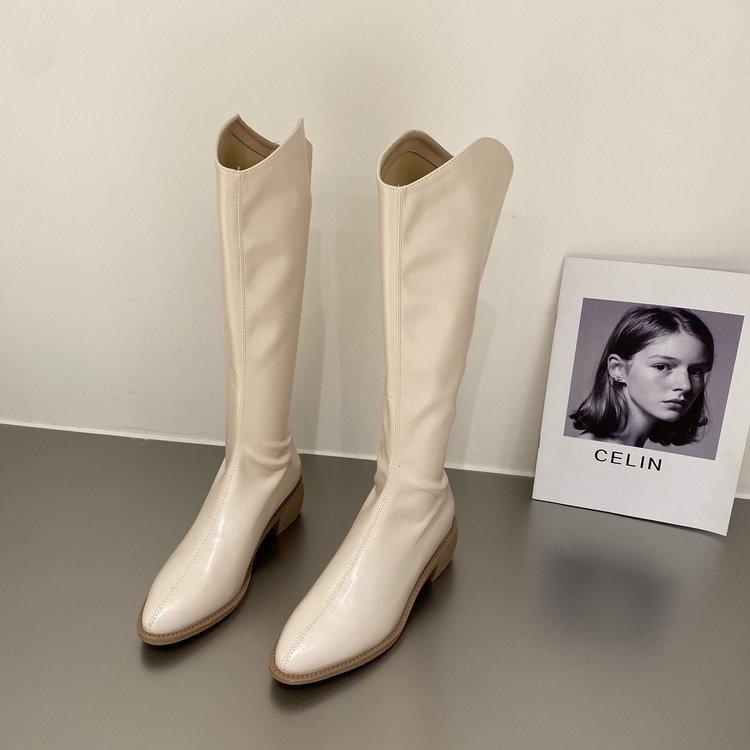 

Autumn European and American new pointed thick heel boots women but knee thin fashion knight boots 39