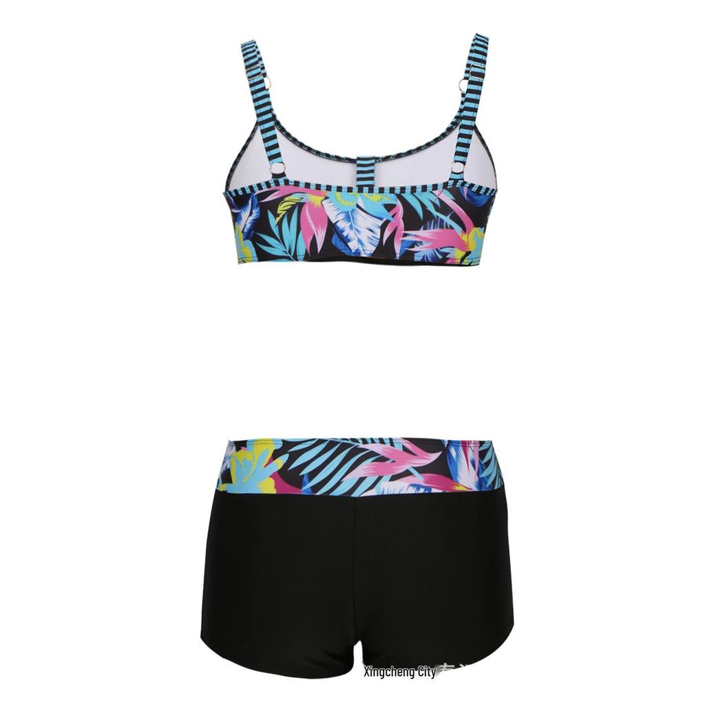 2025 Cross-border Flat-leg Halter Print Slimming Bikini Set
