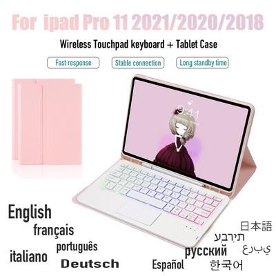 Wireless Bluetooth Touchpad Backlit Keyboard Case For iPad Pro 11 Inch 2021 2020 With Pen Slot Tablet TPU Protective Cover