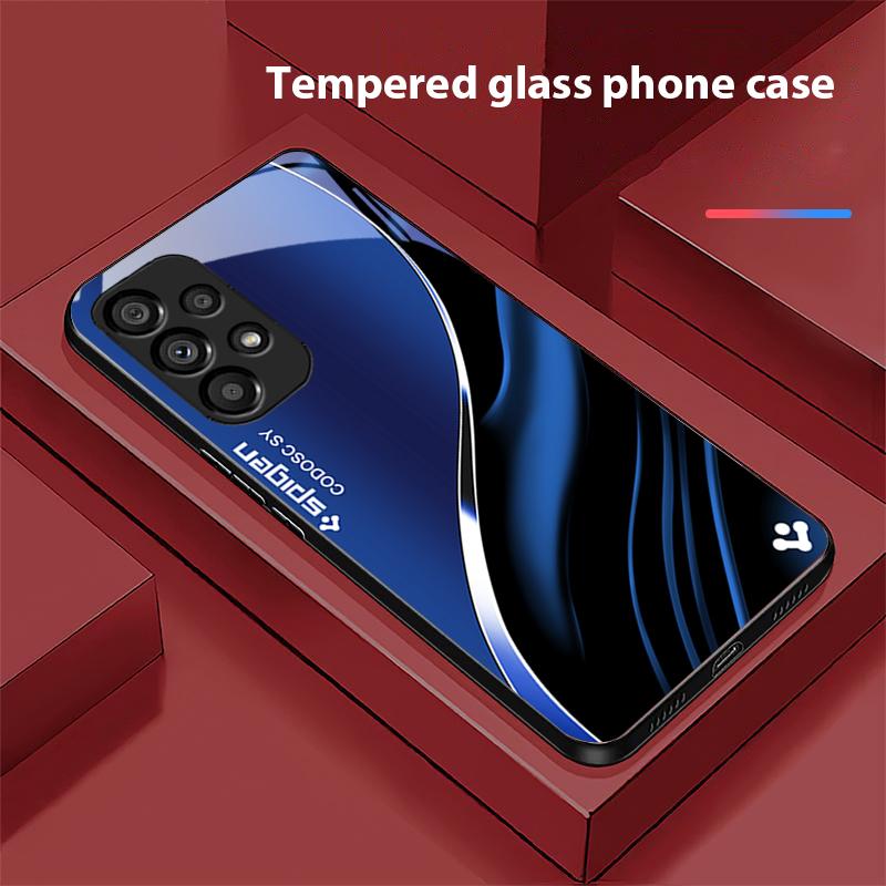Tiefblaue Mode Für Samsung Galaxy S 8 9 10 20 Plus 21 FE 22 23 24 Ultra S7 Edge Schwarz Gehärtetes Glas Handyhülle Hartschale