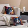 Prints Of The Strange Cats Pillow Case Comfort Sofa Bed Silky Elegant Invisible Zipper Decorative Cushion Cover