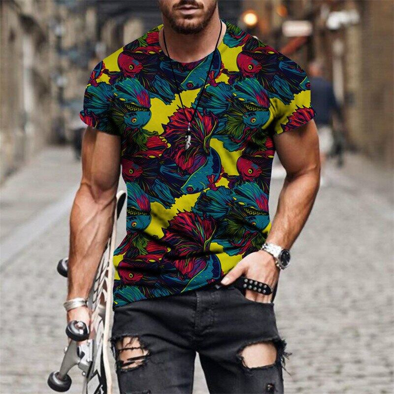 Summer Flower Flamingo Tshirts for Men Vacation Style Plant 3D Printing Street Casual Loose T Shirt