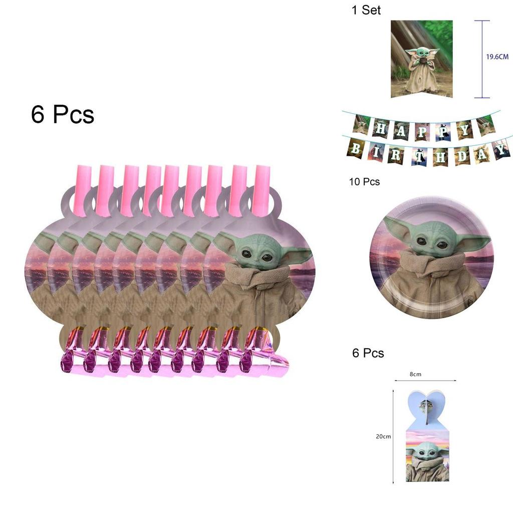 Yoda Kids Theme Birthday Party Decor Supply With Plates Cups Banner Balloons**