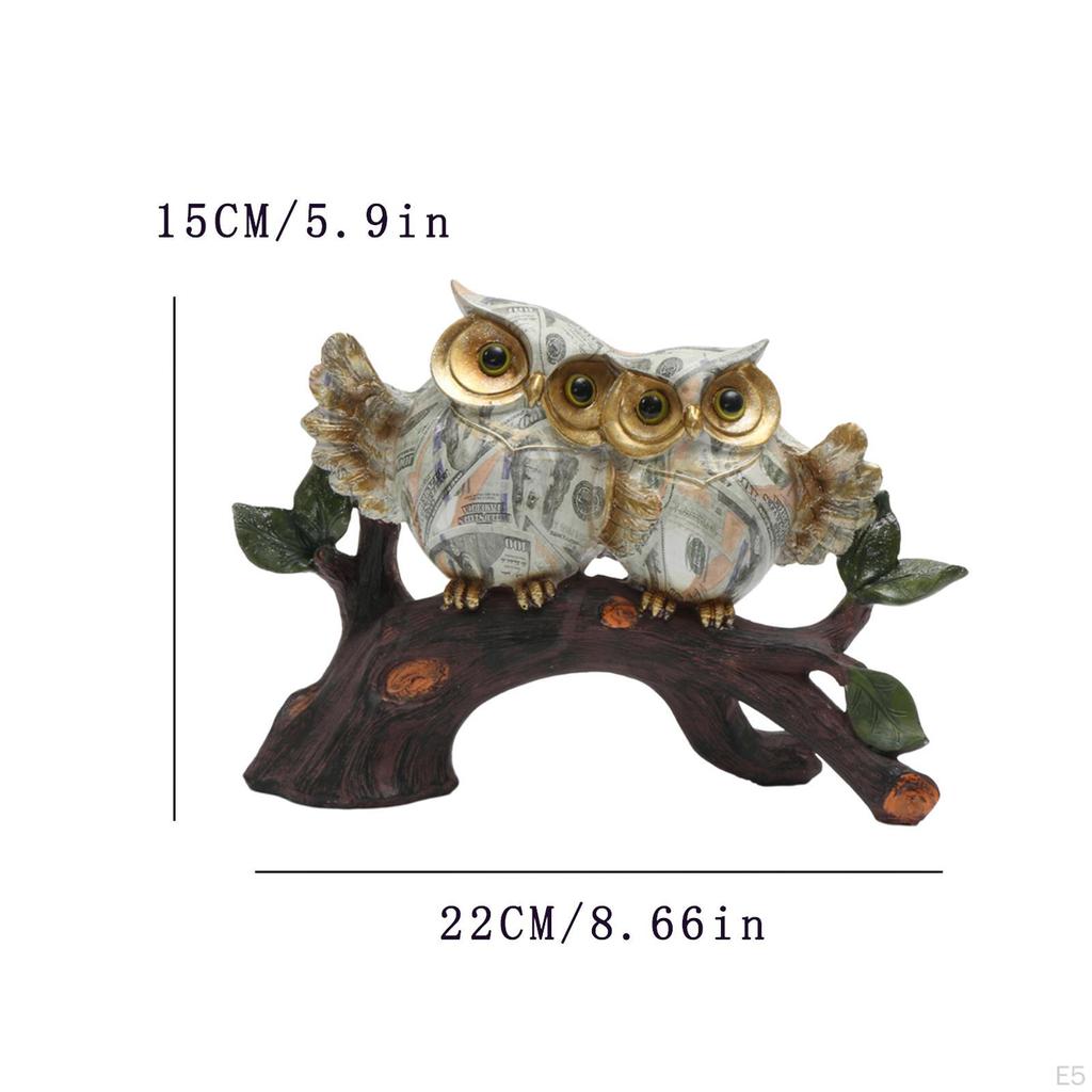 Owl Statue Decor Desk Decoration Ornament Collectible Sculpture Figurine for Living Room Bookshelf