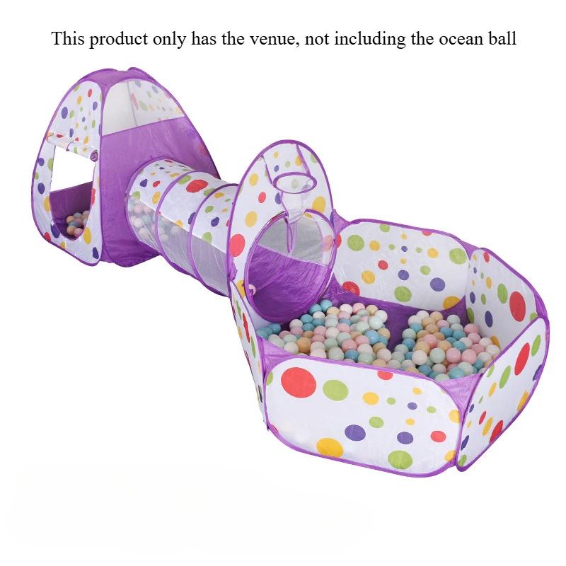Portable Children's Tent 3 in 1 Basketball Stand with Tunnel Ball Pool Indoor and Outdoor Climbing Playhouse Children's Gift