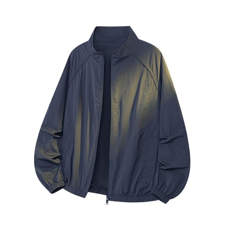 Mens American High Street Thin Breathable Upf50 Sunscreen Deconstructed Splicing Open Front Jacket