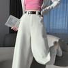 Women's Petite High-Waisted Tencel Washed Cotton Wide-Leg Slimming Cropped Pants