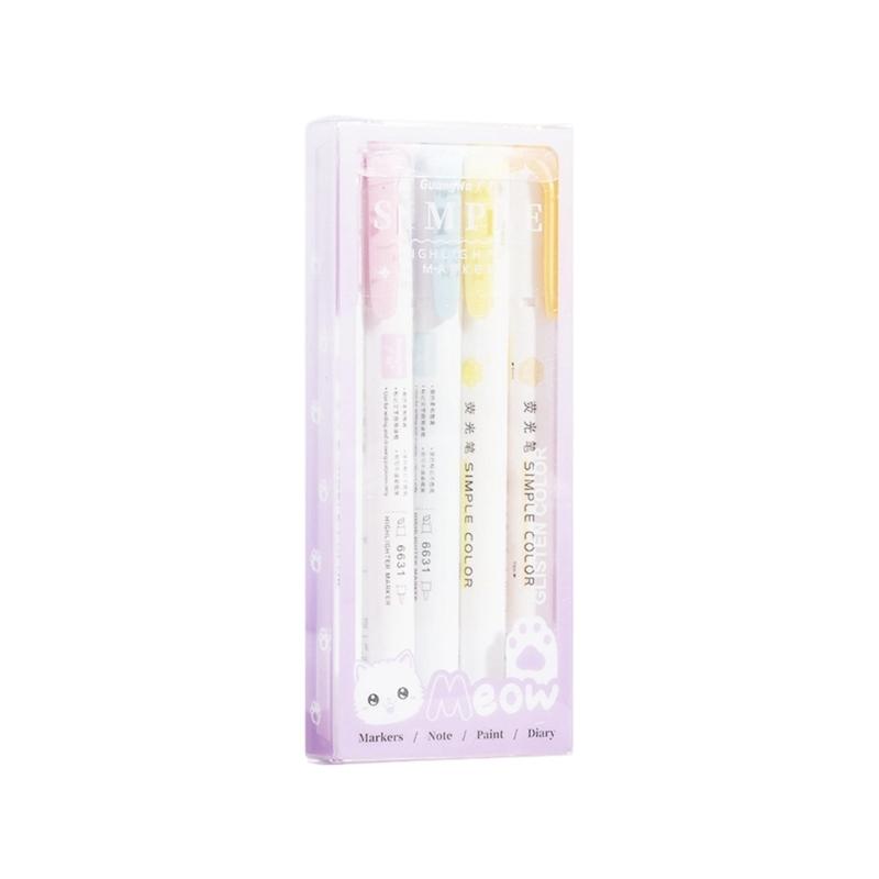 Double Ended Fluorescent Markers Gentle Color Designs Reduces Eye Strain Smooth Writing for School Office Supplies