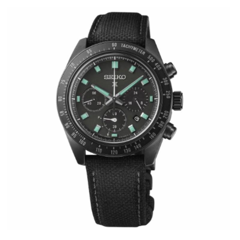 Seiko Men's Black 100 Meters Waterproof Solar Movet Nylon Strap 41.4Mm Watch Dial Ssc923p1