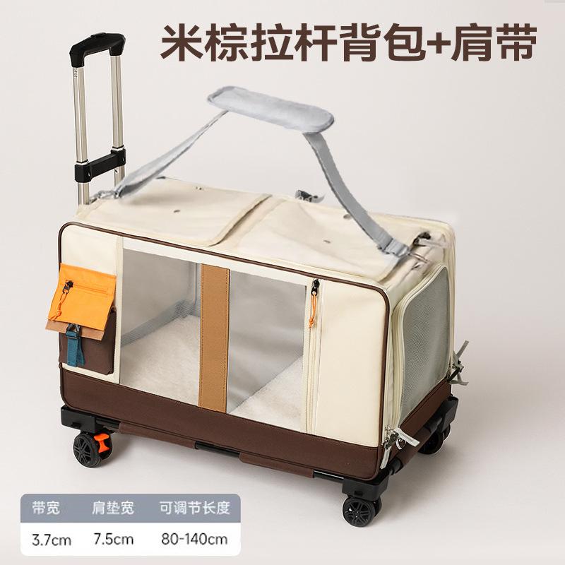 Pet Backpack for Travel Foldable Cat Carrier with Telescopic Handle Large Capacity Kitten Bags Lightweight Puppy Trolley Crate