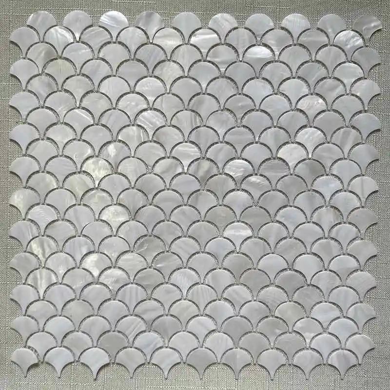 Shell Mosaic Tile Natural White Mother of Pearl Wall Backsplash Bathroom Tiles Fish Scale Sheet Kitchen 97
