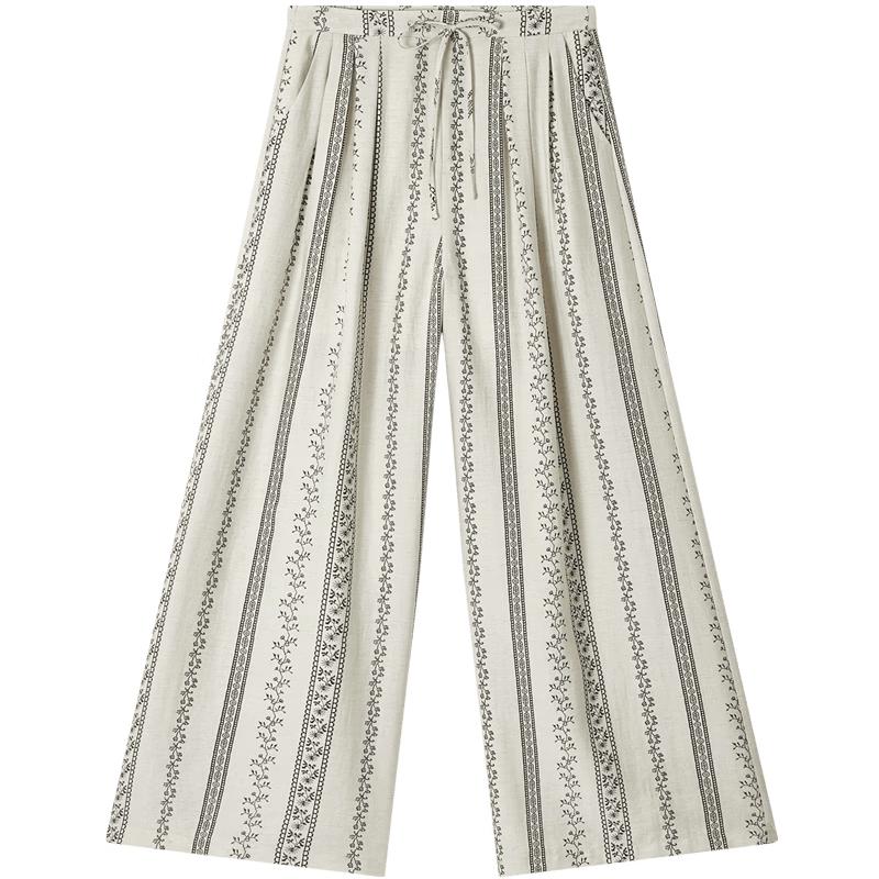 EICHITOO Women s High-Waist Linen Blend Wide-Leg Pants S
